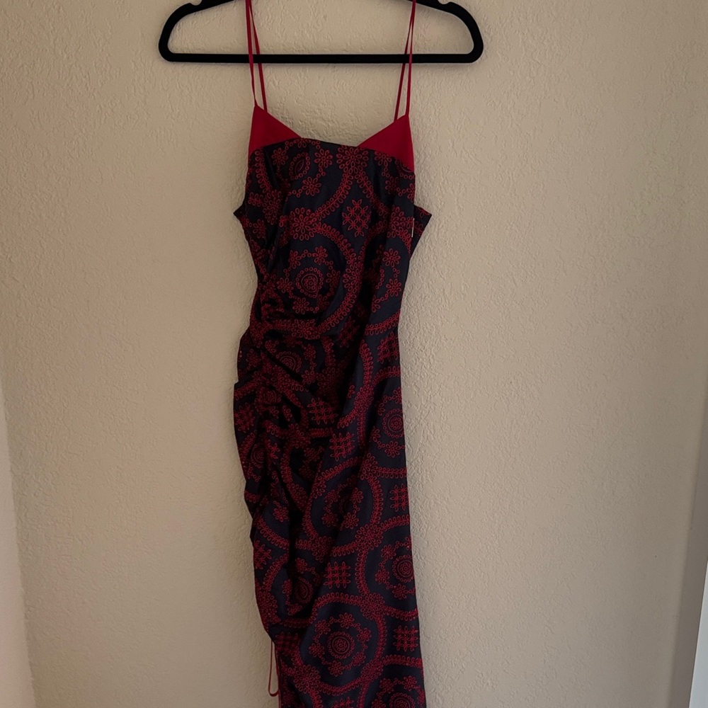 Prabal Gurung Red and Navy Asymmetrical Dress
